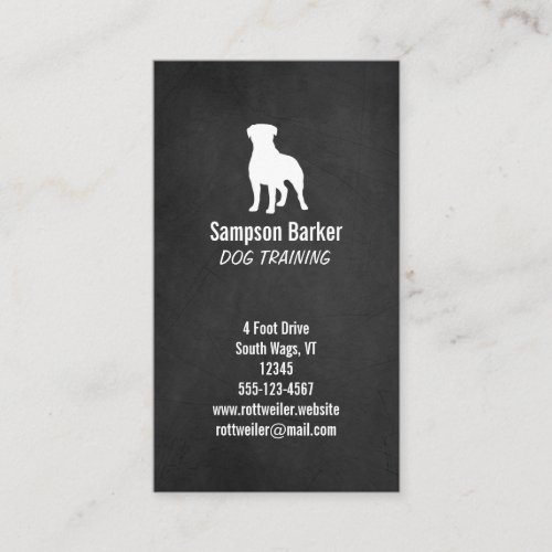 Rottweiler Silhouette  Chalkboard Style  Rottie Business Card