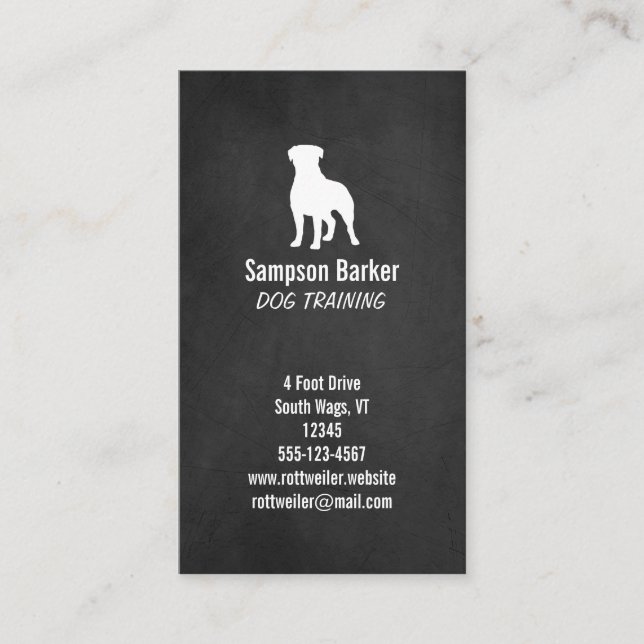 Rottweiler Silhouette | Chalkboard Style | Rottie Business Card (Front)