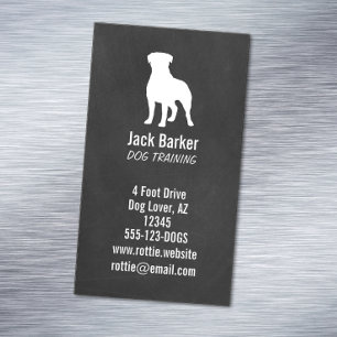 Rottweiler Silhouette Chalkboard Style Vertical Business Card Magnet