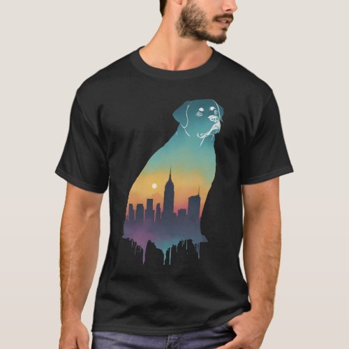 Rottweiler Silhouette Dog Retro Dog lover T_Shirt