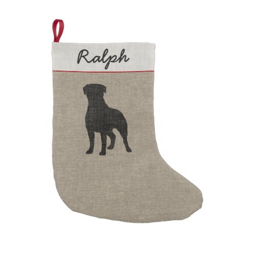 Rottweiler Silhouette Personalized Dog Breed Xmas Small Christmas Stocking