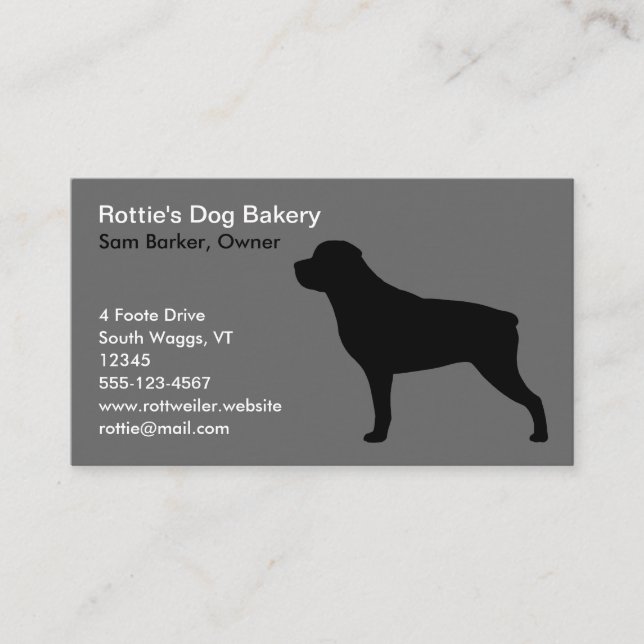 Rottweiler Silhouette | Rottie Dog Grey and Black Business Card (Front)