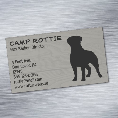 Rottweiler Silhouette  Rottie Pet Dog Wood Style Magnetic Business Card