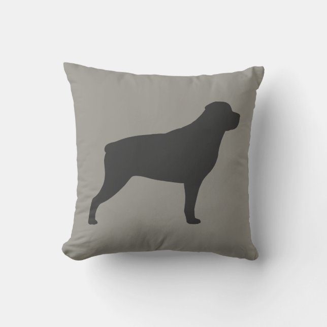 Rottweiler Silhouette Throw Pillow (Front)