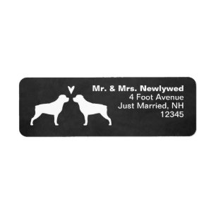 Rottweiler Silhouettes Love Return Address Labels
