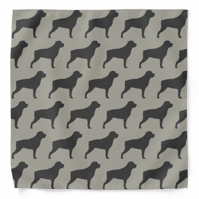Rottweiler Silhouettes Pattern Grey Bandana (Front)