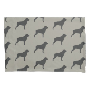Rottweiler Silhouettes Pattern Grey Pillow Case