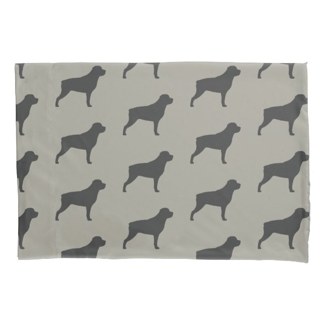 Rottweiler Silhouettes Pattern Grey Pillow Case (Front)