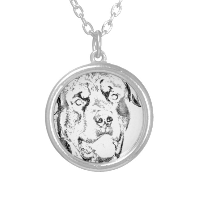 Rottweiler Silver Plated Necklace (Front)