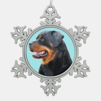 Rottweiler Snowflake Pewter Christmas Ornament by LATENA at Zazzle