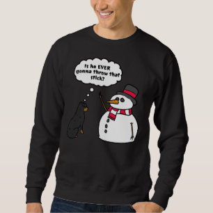 Rottweiler Snowman Stick Arm Christmas Sweatshirt