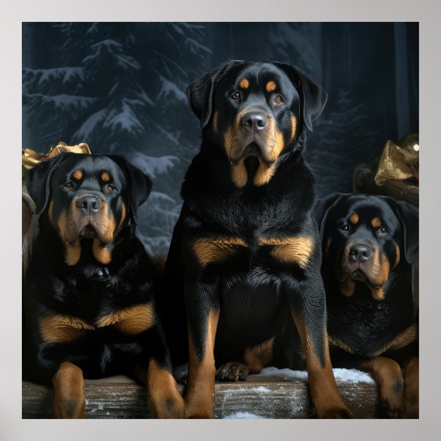Rottweiler Snowy Sleigh Christmas Decor  (Front)
