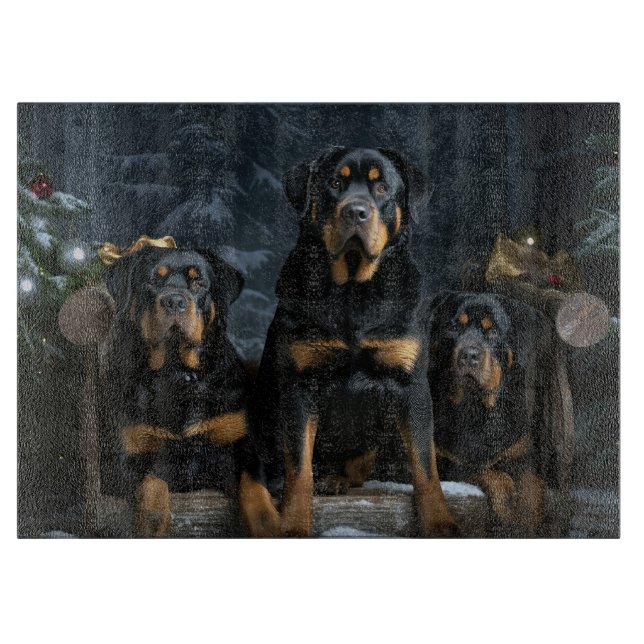 Rottweiler Snowy Sleigh Christmas Decor  Cutting Board (Front)