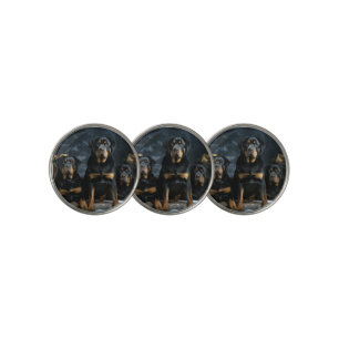 Rottweiler Snowy Sleigh Christmas Decor  Golf Ball Marker