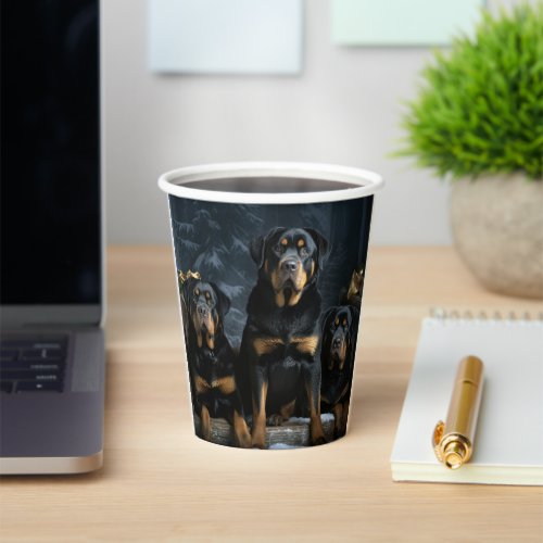 Rottweiler Snowy Sleigh Christmas Decor  Paper Cups