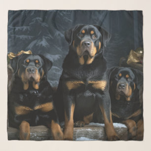 Rottweiler Snowy Sleigh Christmas Decor Scarf