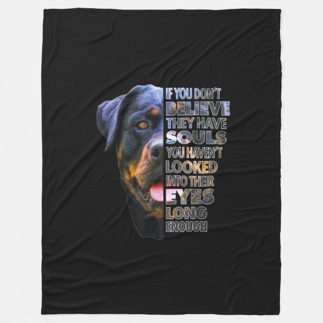 Rottweiler Soul I Love Rotties Dog Lover Fleece Blanket (Front)