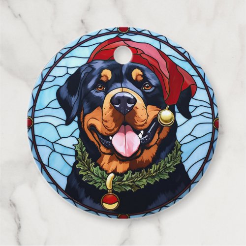 Rottweiler Stained Glass Christmas Favor Tags