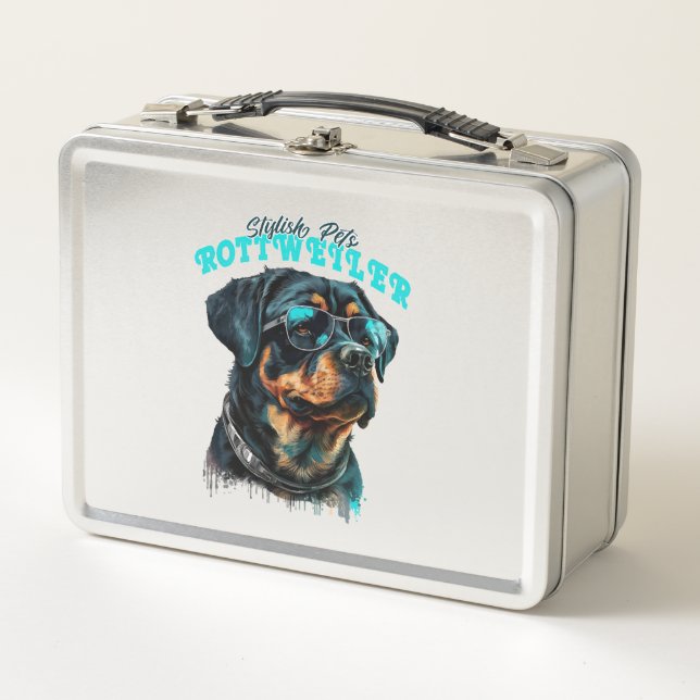 Rottweiler Stylish Pets Metal Lunch Box (Front)