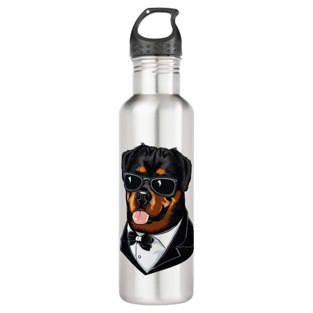 Rottweiler The Bodyguard Stainless Steel Water Bottle (Front)