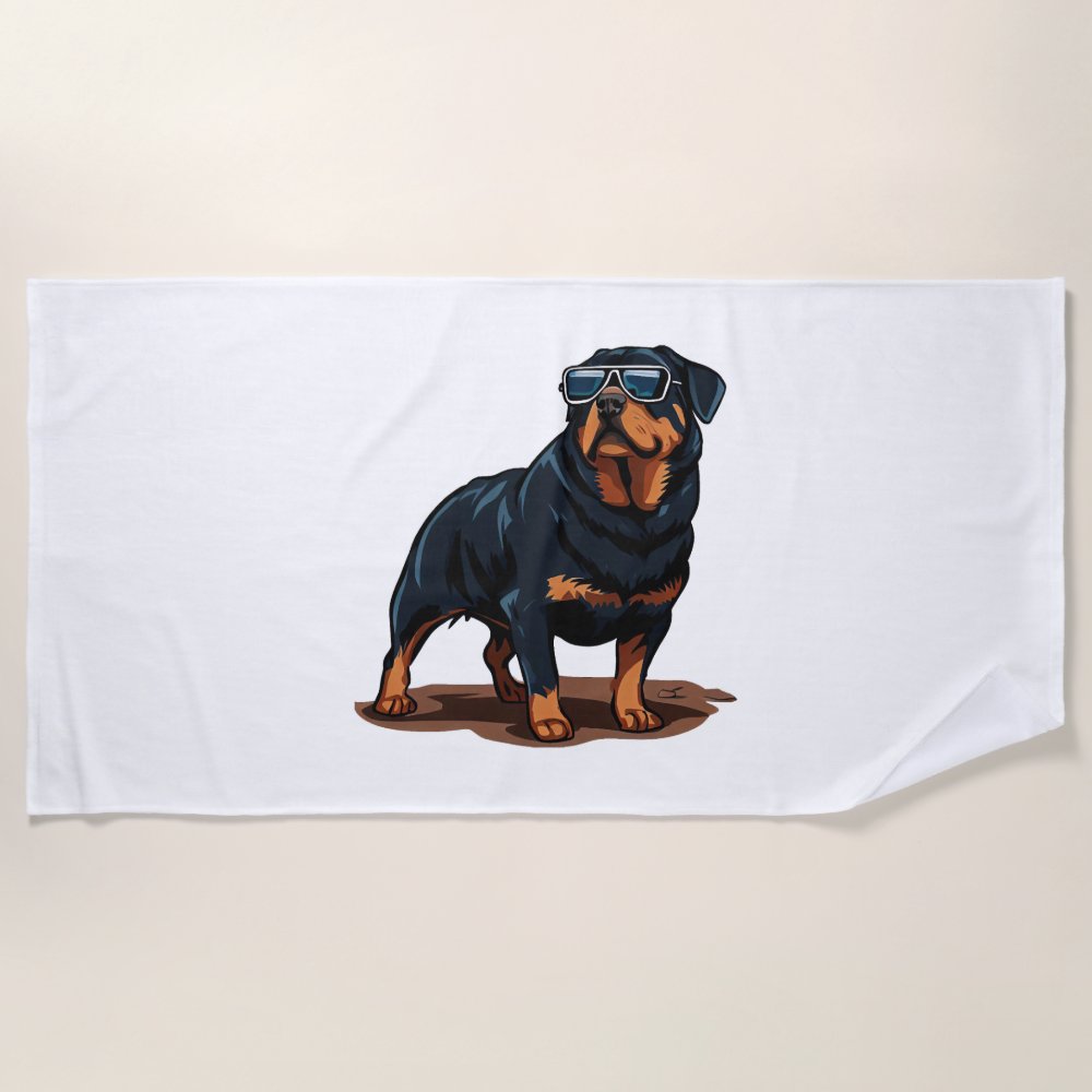 Discover Rottweiler The Gent Custom Beach Towel