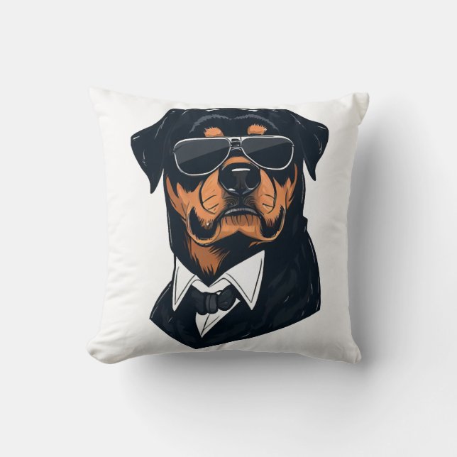 Rottweiler The Gentlemen  Throw Pillow (Front)