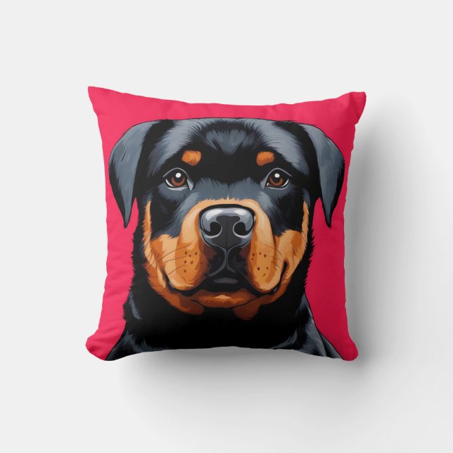 Rottweiler Throw Pillow (Front)