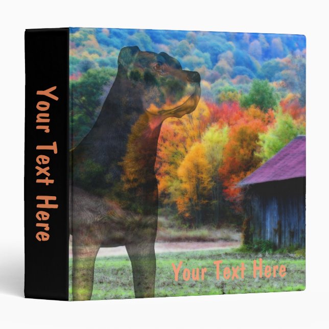 Rottweiler Tobacco Barn Fantasy Art Personalized 3 Ring Binder (Front/Spine)
