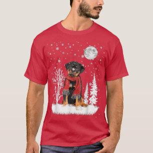Rottweiler Under Moonlight Snow Christmas Pajama T-Shirt