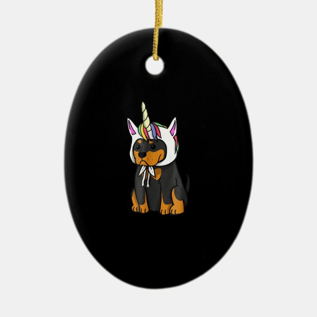Rottweiler Unicorn Dog Ceramic Ornament (Front)