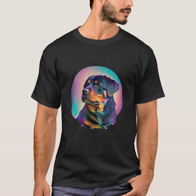 Rottweiler Vaporwave Retrowave Aesthetic T-Shirt (Front)