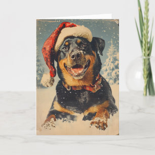 Rottweiler vintage personalized Christmas Holiday Card