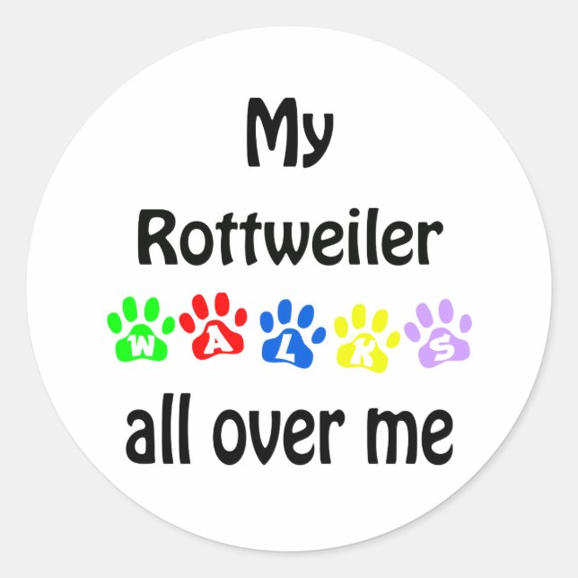 Rottweiler Walks Design Classic Round Sticker (Front)