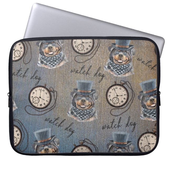 Rottweiler Watch Dog Steampunk Style Laptop Sleeve (Front)