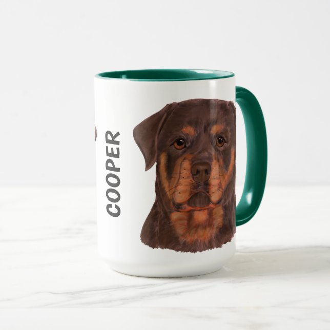 Rottweiler Watercolor Personalized Mug (Front Right)