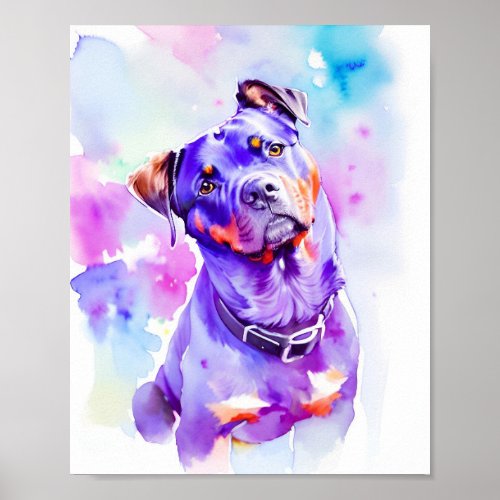 Rottweiler Watercolor Portrait 1 Poster