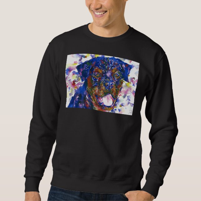 Rottweiler  Watercolor Portrait Sweatshirt (Front)