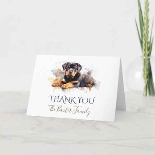 Rottweiler Watercolor Thank You Card