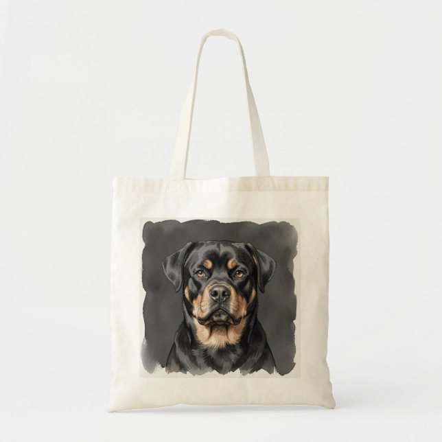 Rottweiler Watercolour Portrait Tote Bag (Front)