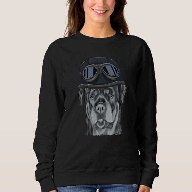 Rottweiler Wearing Vintage Motorcycle Helmet Sweatshirt (Front)