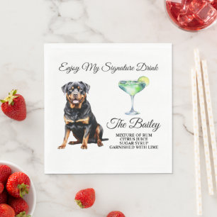 Rottweiler Wedding Signature Drink Dog Photo Napkins