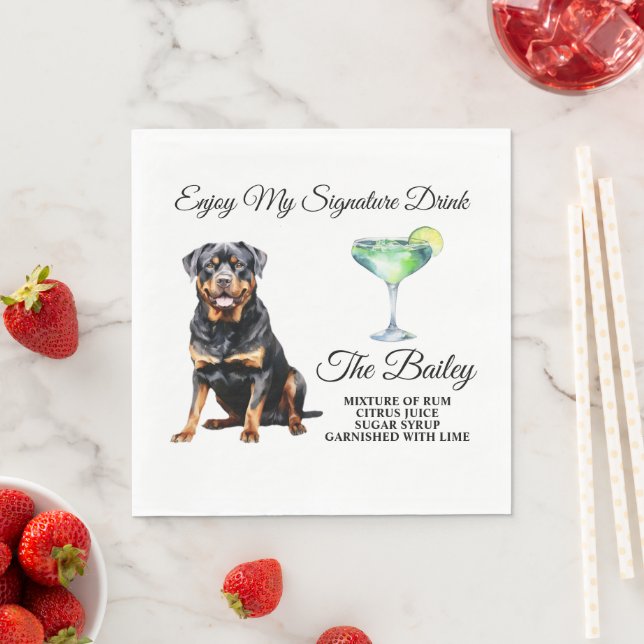 Rottweiler Wedding Signature Drink Napkins (Insitu)