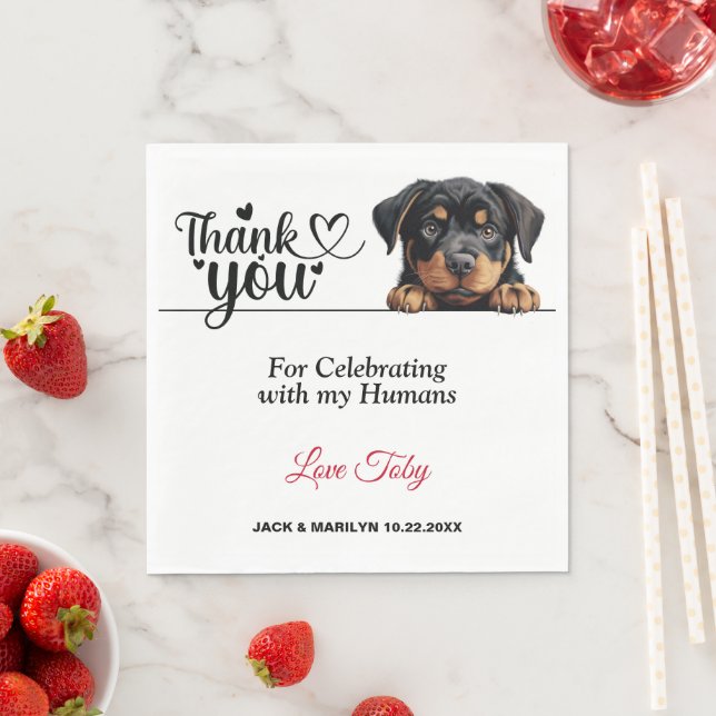 Rottweiler Wedding Thank You Napkins (Insitu)