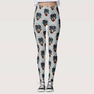 Rottweiler with Headphones Leggings 4