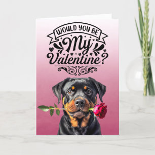 Rottweiler with rose Custom Valentine's Day Holiday Card