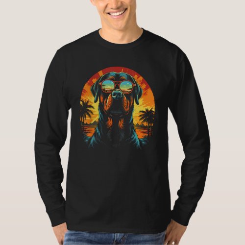 Rottweiler With Sunglasses Funny Retro Vintage Dog T-Shirt