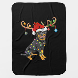 Rottweiler Xmas Gift Santas Reindeer Rottweiler Baby Blanket