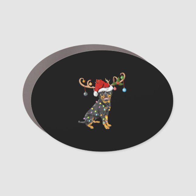Rottweiler Xmas Gift Santas Reindeer Rottweiler Car Magnet (Front)