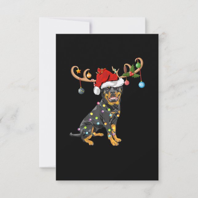 Rottweiler Xmas Gift Santas Reindeer Rottweiler RSVP Card (Front)
