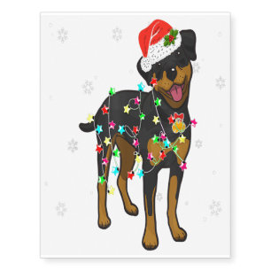 Rottweiler Xmas Lights Dog Funny Gift Temporary Tattoos
